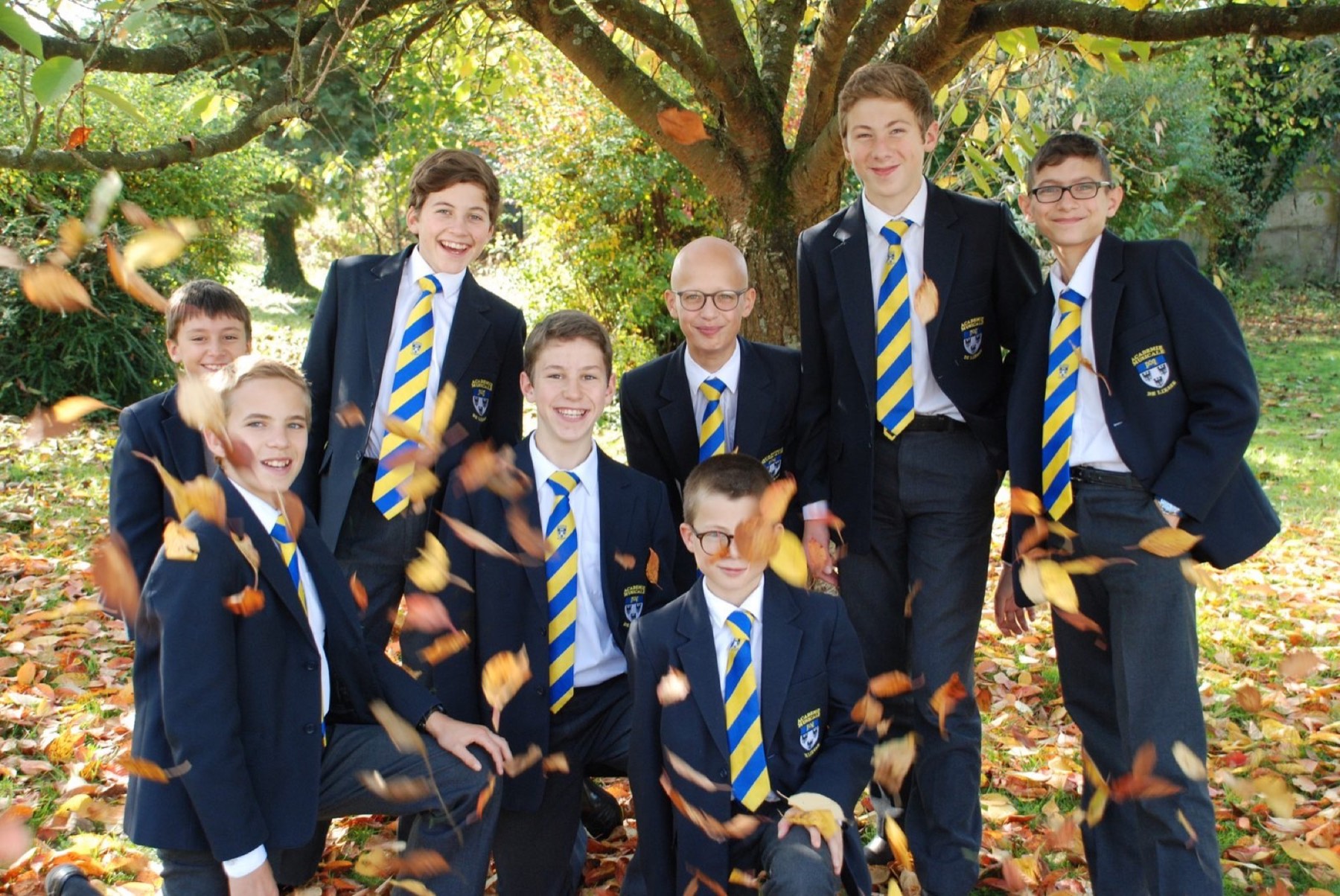 Élèves de l'Académie sous un arbre d'automne — Médias et témoignages